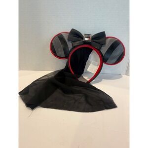 Disney Parks Star Wars DARTH VADER Minnie Mouse Ears Headband with Veil